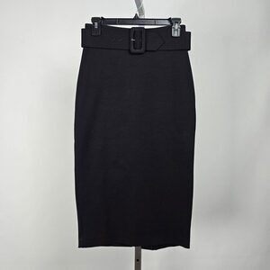 Le Chateau Black Belted Midi Pencil Skirt Size 5/6
